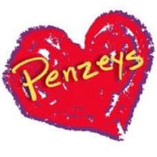 A red heart with the word 'Penzeys' written in yellow.