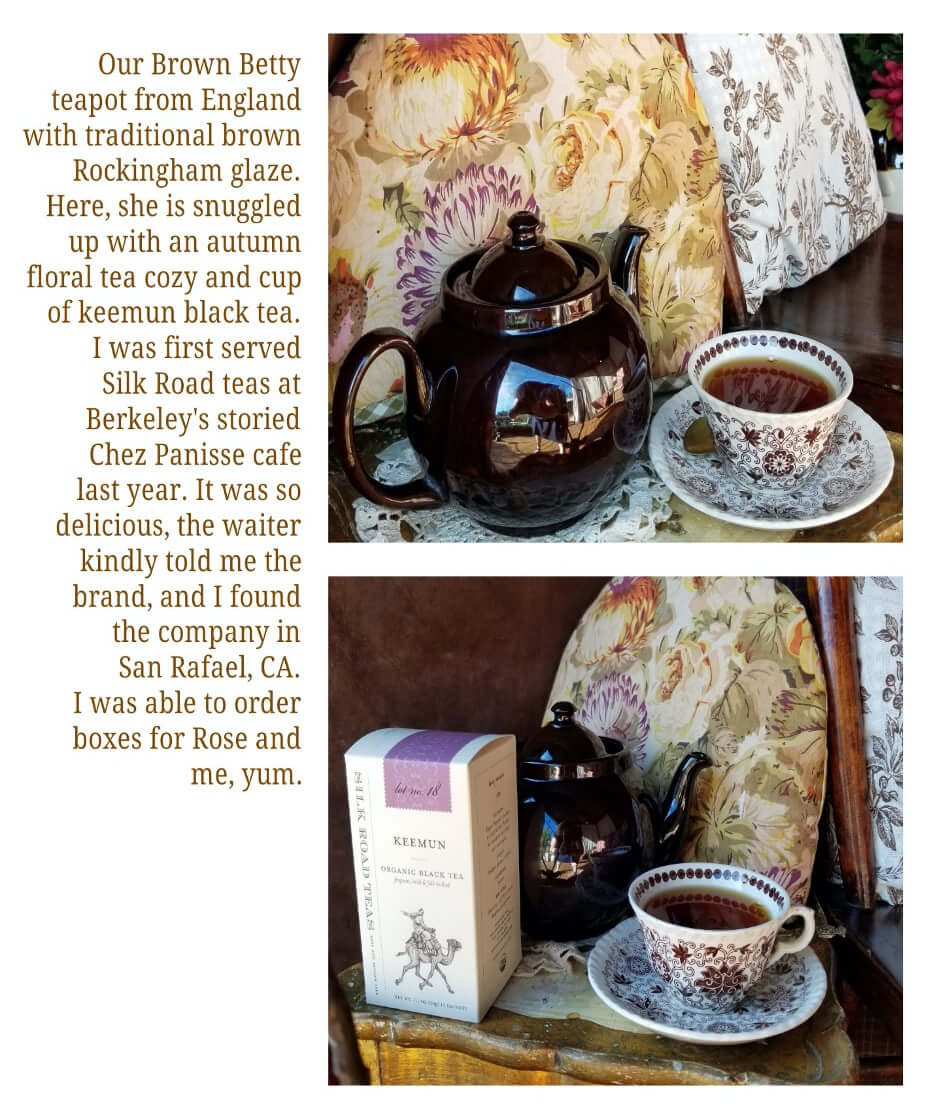 A cozy tea moment with a cup of tea and a box of tea leaves on a wooden table.