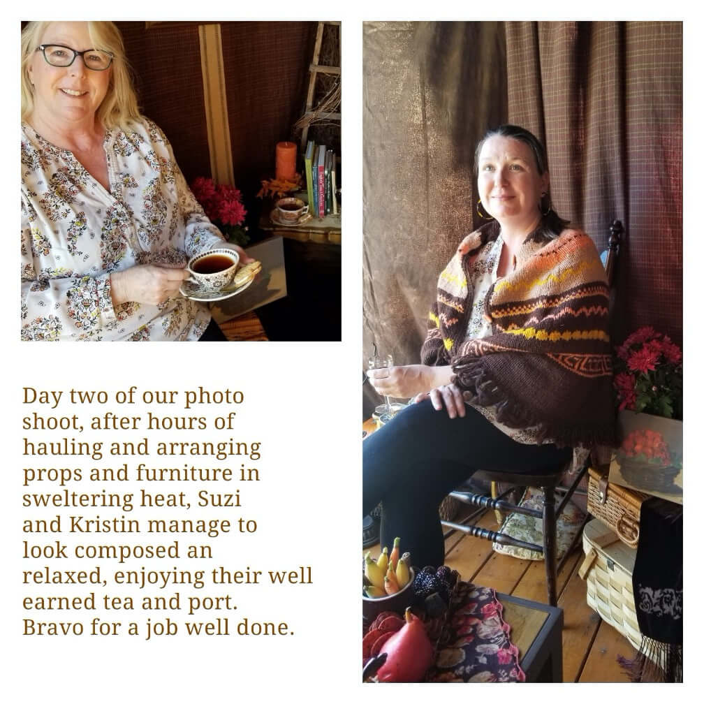 Two women sitting indoors, smiling with cozy surroundings.