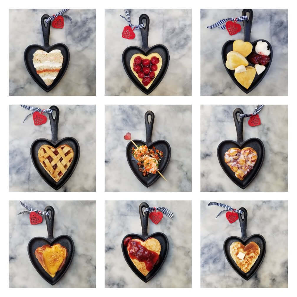 Nine heart-shaped cookies with various colorful icing designs.