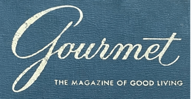Close-up of a textured cover with the word 'Gourm' and a tagline.
