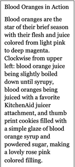 A detailed list of juice colors and a thumb print on graph paper.